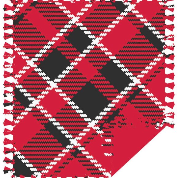 RED BLACK PLAID NO-SEW FLEECE THROW Make It Give - Picture 4 of 4